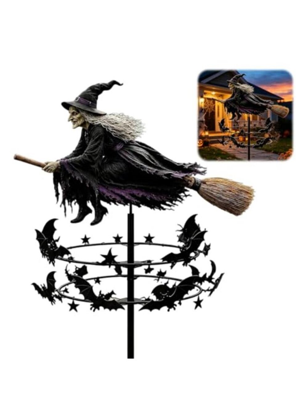 Enchanted Witch Garden Wind Spinner Halloween Outdoor Metal